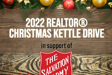 REALTOR® Christmas Kettle Drive Title on Festive Background with TSA Logo